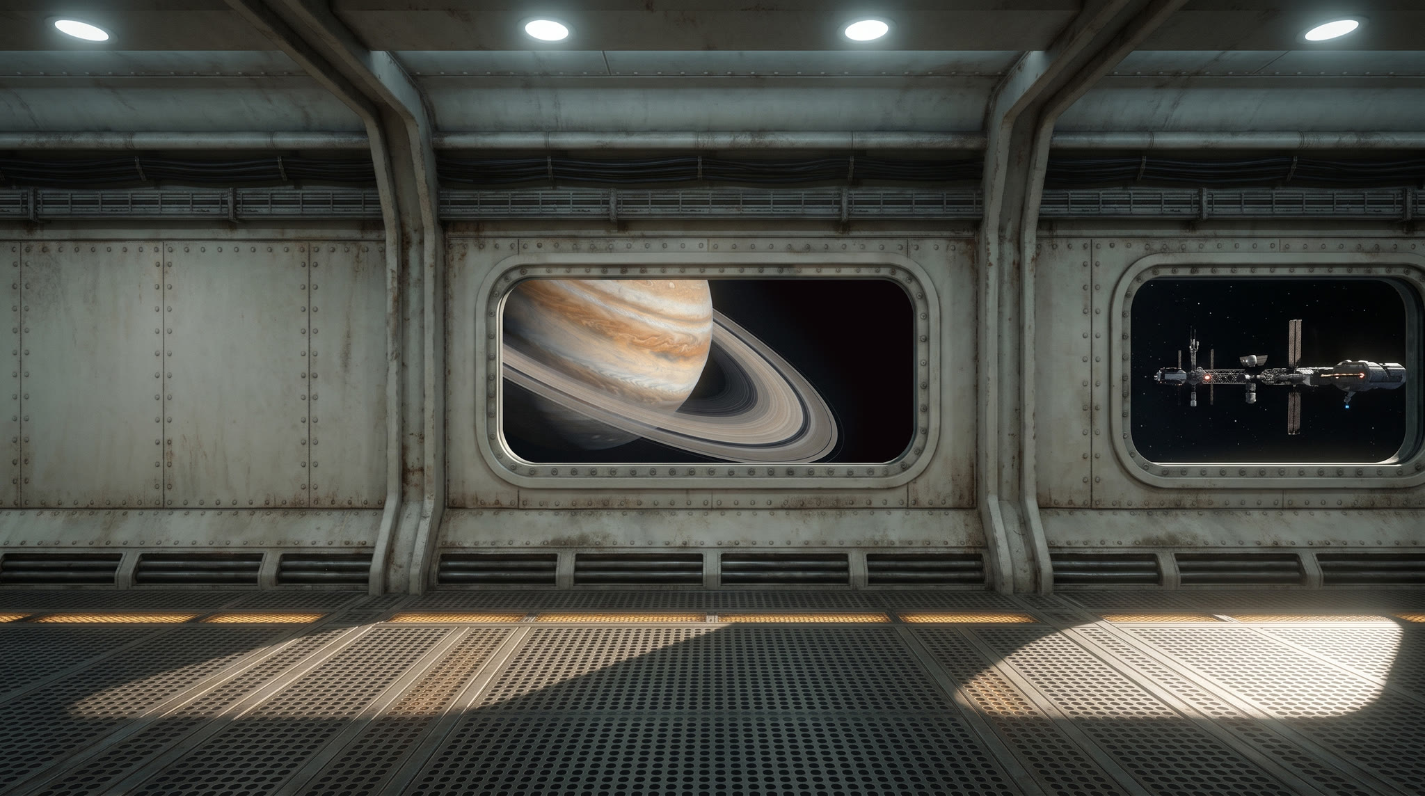 The ringed giant through the window